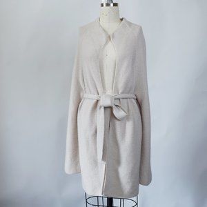 Boden Cardigan 14 Long Knot Open Front Belt Cream